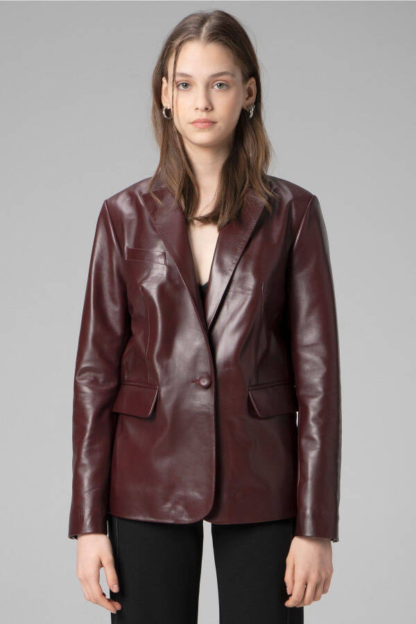 Wm011 Genuine Leather Women's Blazer Jacket - 8