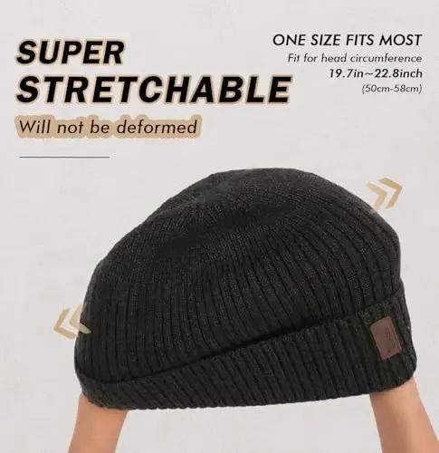 Wmcaps Erkaklar Ayollar uchun iliq shapka, jun bilan qoplangan shapka Iliq qishki shapkalar Unisex moda trikotaj manjetli shapka - 3