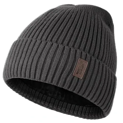 Wmcaps Erkaklar Ayollar uchun issiq shapka, Fleece astarli shapka Issiq qishki shapkalar Unisex moda trikotaj manjetli shapka - WMCAPS
