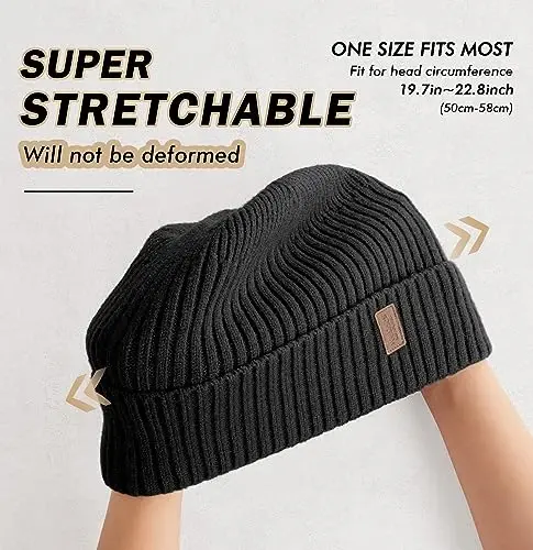 Wmcaps Erkaklar Ayollar uchun issiq shapka, Fleece bilan qoplangan shapka, issiq qishki shapkalar, uniseks moda trikotaj manjetli shapka - 3