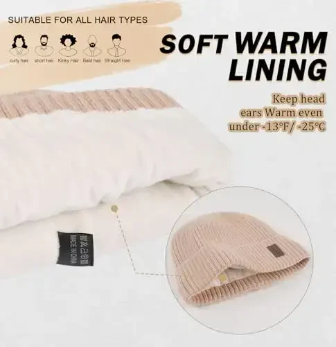 Wmcaps Erkaklar Ayollar uchun issiq shapka, jun bilan qoplangan shapka Issiq qishki shapkalar Uniseks moda trikotaj manjetli shapka - 2