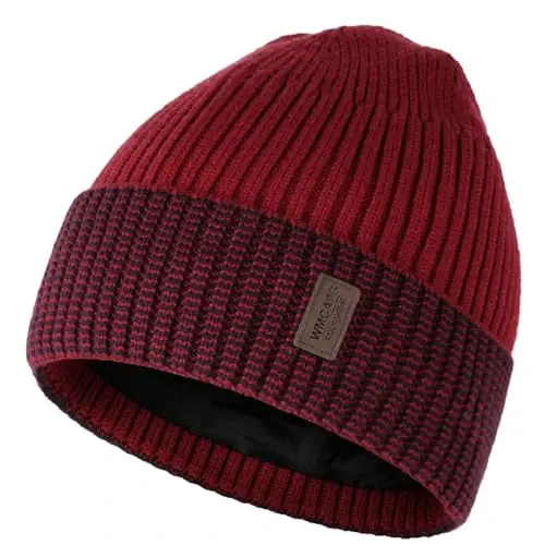 Wmcaps Erkaklar Ayollar uchun issiq shapka, jun bilan qoplangan shapka Issiq qishki shapkalar Unisex moda trikotaj manjetli shapka - WMCAPS