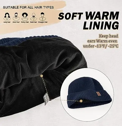 Wmcaps erkaklar ayollar uchun issiq shapka, jun bilan qoplangan shapka, issiq qishki shapkalar, unisex moda trikotaj manjetli shapka - WMCAPS (1)