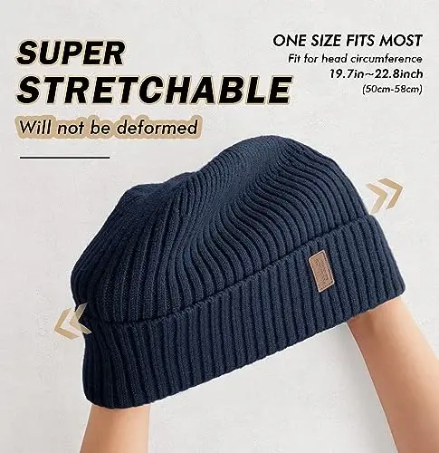 Wmcaps erkaklar ayollar uchun issiq shapka, jun bilan qoplangan shapka, issiq qishki shapkalar, unisex moda trikotaj manjetli shapka - 3
