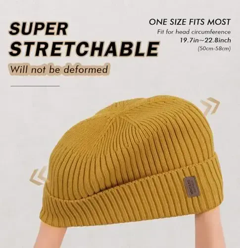 Wmcaps erkaklar va ayollar uchun iliq shapka, jun bilan qoplangan shapka, iliq qishki shapkalar, unisex moda trikotaj manjetli shapka - 3