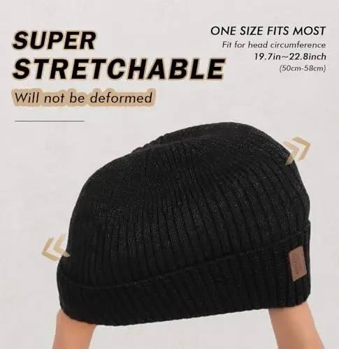 Wmcaps erkaklar va ayollar uchun issiq shapka, jun bilan qoplangan shapka, issiq qishki shapkalar, unisex moda trikotaj manjetli shapka - 3