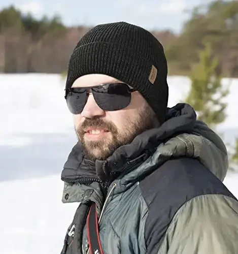 Wmcaps Erkaklar va ayollar uchun qishki shapka, Fleece bilan qoplangan shapka Yumshoq issiq trikotaj shlyapa chang'i paypoqlari manjetli shapka - 5