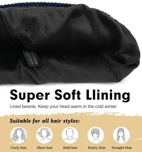 Wmcaps erkaklar va ayollar uchun qishki shapka, junli ichki shapka, yumshoq iliq trikotaj shapka, chang'i paypoqlari manjetli shapka - 2