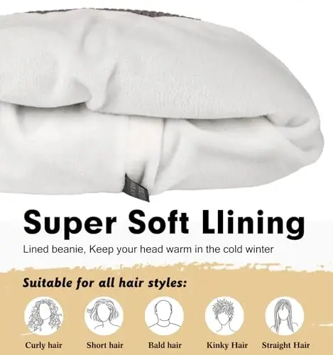 Wmcaps erkaklar va ayollar uchun qishki shapka, junli ichki shapka yumshoq iliq trikotaj shapka chang'i paypoqlari manjetli shapka - 3