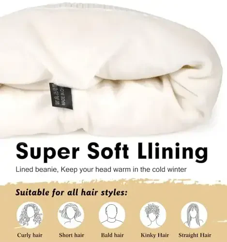 Wmcaps erkaklar va ayollar uchun qishki shapka, junli ichki shapka, yumshoq issiq trikotaj shapka, chang'i paypoqlari manjetli shapka - 4