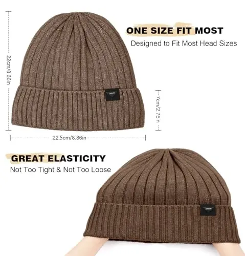 Wmcaps Erkaklar va ayollar uchun qishki trikotaj shapkalar, Fleece astarli shapka issiq paypoqli shapka Yumshoq issiq chang'i shapkalari Unisex - 3