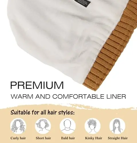 Wmcaps Erkaklar va ayollar uchun qishki trikotaj shapkalar, Fleece astarli shapka, issiq paypoqli shapka, yumshoq issiq chang'i shapkalari Unisex - 2