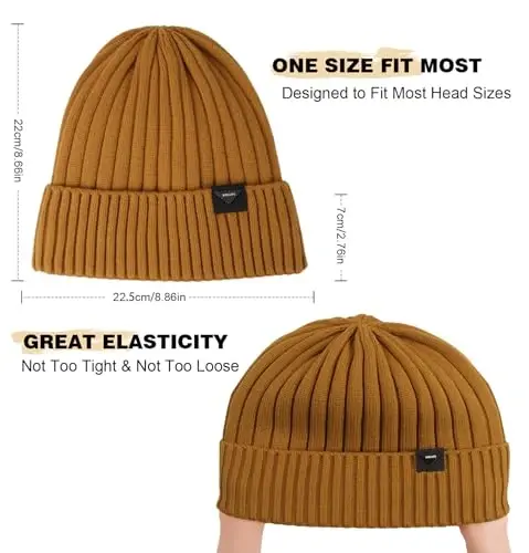 Wmcaps Erkaklar va ayollar uchun qishki trikotaj shapkalar, Fleece astarli shapka, issiq paypoqli shapka, yumshoq issiq chang'i shapkalari Unisex - 3
