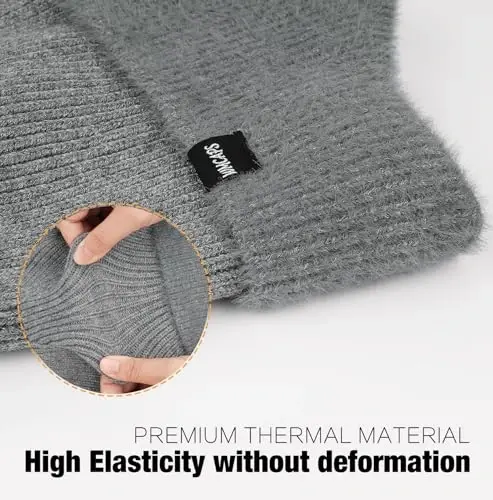 Wmcaps Erkaklar va Ayollar uchun Quloqchinli Qishki Fleece Beanie, Ochiq Havoda Issiq Termal Trikotaj Shlyapa - 3