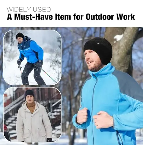 Wmcaps Erkaklar va ayollar uchun quloqchinli qishki flisli Beanie, tashqi issiq termal trikotaj shapka - 6