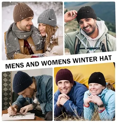 Wmcaps Winter Beanie Knitted Hats for Men Women, Fleece Lined Beanie Warm Stocking Cap Soft Warm Ski Hats Unisex - 5