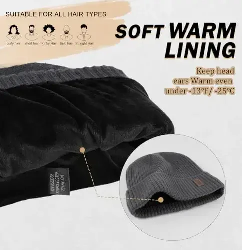 Wmcaps Warm Beanie for Men Women, Fleece Lined Beanie Warm Winter Caps Unisex Fashion Knit Cuffed Cap - WMCAPS (1)