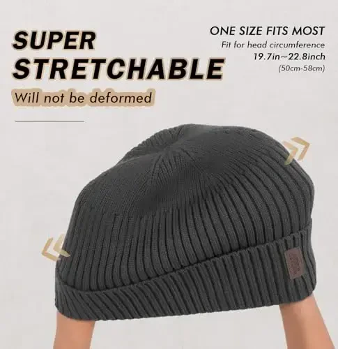 Wmcaps Warm Beanie for Men Women, Fleece Lined Beanie Warm Winter Caps Unisex Fashion Knit Cuffed Cap - 3