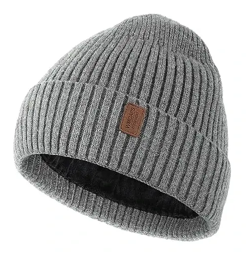 Wmcaps Warm Beanie for Men Women, Fleece Lined Beanie Warm Winter Caps Unisex Fashion Knit Cuffed Cap - 1
