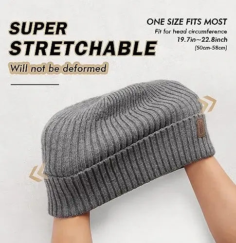 Wmcaps Warm Beanie for Men Women, Fleece Lined Beanie Warm Winter Caps Unisex Fashion Knit Cuffed Cap - 3