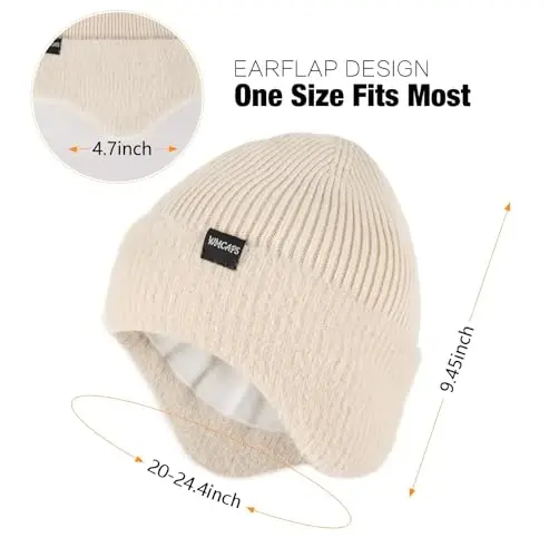 Wmcaps Winter Fleece Line Beanie with Earflap for Men Women, Outdoor Warm Thermal Knitted Hat Stocking Caps - WMCAPS (1)