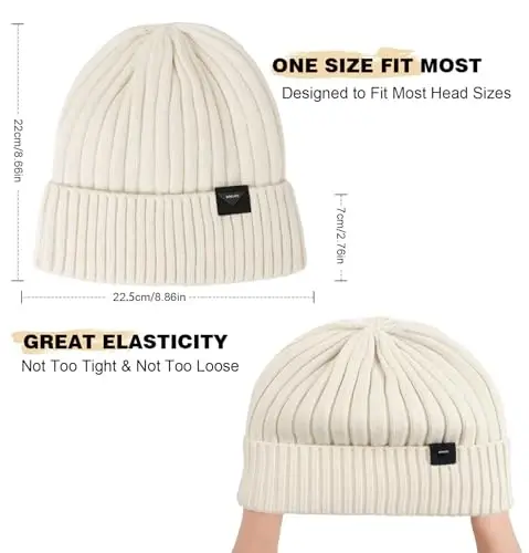 Wmcaps Qishki Beanie Erkaklar Ayollar uchun Trikotaj Shlyapalar, Jun Qoplamali Beanie Issiq Paypoq Qalpog'i Yumshoq Issiq Chang'i Shlyapalari Uniseks - 3