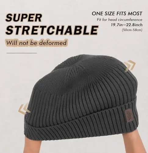 Wmcaps Warm Beanie for Men Women, Fleece Lined Beanie Warm Winter Caps Unisex Fashion Knit Cuffed Cap - 3