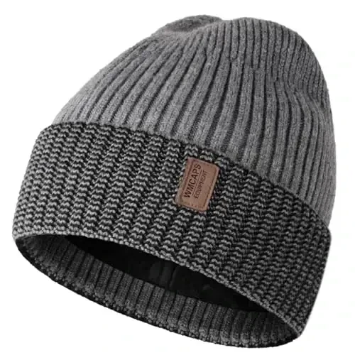 Wmcaps Warm Beanie for Men Women, Fleece Lined Beanie Warm Winter Caps Unisex Fashion Knit Cuffed Cap 