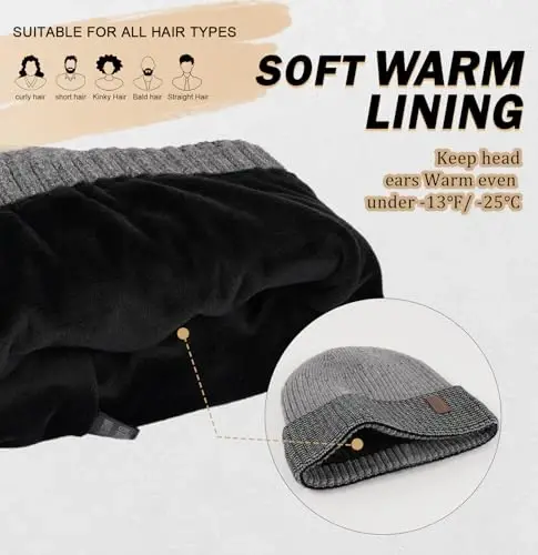 Wmcaps Warm Beanie for Men Women, Fleece Lined Beanie Warm Winter Caps Unisex Fashion Knit Cuffed Cap - 2