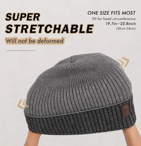 Wmcaps Warm Beanie for Men Women, Fleece Lined Beanie Warm Winter Caps Unisex Fashion Knit Cuffed Cap - 3