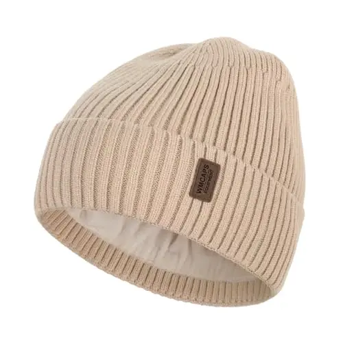 Wmcaps Warm Beanie for Men Women, Fleece Lined Beanie Warm Winter Caps Unisex Fashion Knit Cuffed Cap 