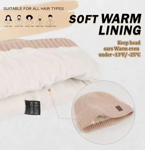 Wmcaps Warm Beanie for Men Women, Fleece Lined Beanie Warm Winter Caps Unisex Fashion Knit Cuffed Cap - 2