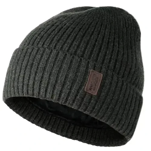 Wmcaps Warm Beanie for Men Women, Fleece Lined Beanie Warm Winter Caps Unisex Fashion Knit Cuffed Cap - 1