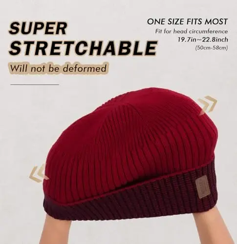 Wmcaps Warm Beanie for Men Women, Fleece Lined Beanie Warm Winter Caps Unisex Fashion Knit Cuffed Cap - 3