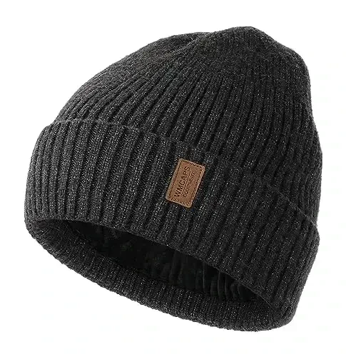 Wmcaps Warm Beanie for Men Women, Fleece Lined Beanie Warm Winter Caps Unisex Fashion Knit Cuffed Cap - WMCAPS