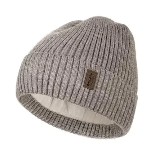Wmcaps Warm Beanie for Men Women, Fleece Lined Beanie Warm Winter Caps Unisex Fashion Knit Cuffed Cap 