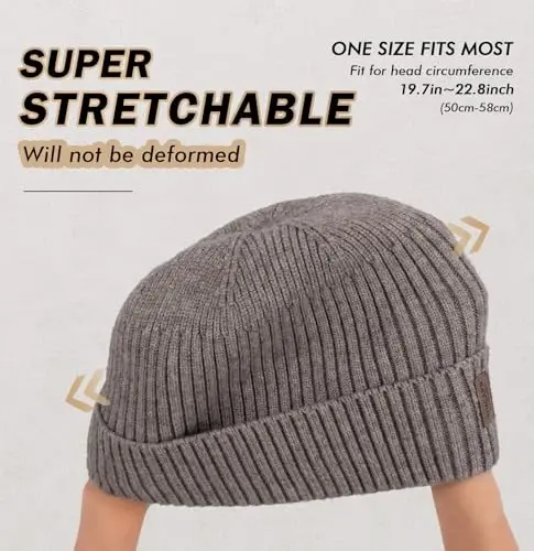 Wmcaps Warm Beanie for Men Women, Fleece Lined Beanie Warm Winter Caps Unisex Fashion Knit Cuffed Cap - 3