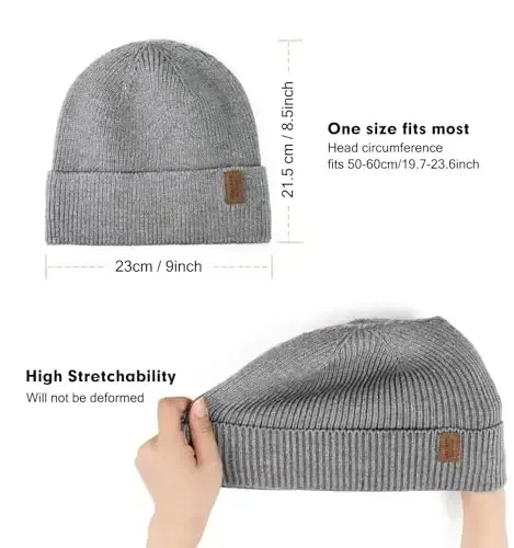Wmcaps Winter Beanie for Men Women, Fleece Lined Beanie Soft Warm Knit Hat Ski Stocking Cuffed Cap - MODAZONE