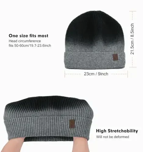 Wmcaps Winter Beanie for Men Women, Fleece Lined Beanie Soft Warm Knit Hat Ski Stocking Cuffed Cap - 4