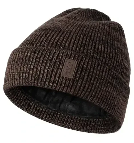 Wmcaps Winter Beanie for Men Women, Fleece Lined Beanie Soft Warm Knit Hat Ski Stocking Cuffed Cap 
