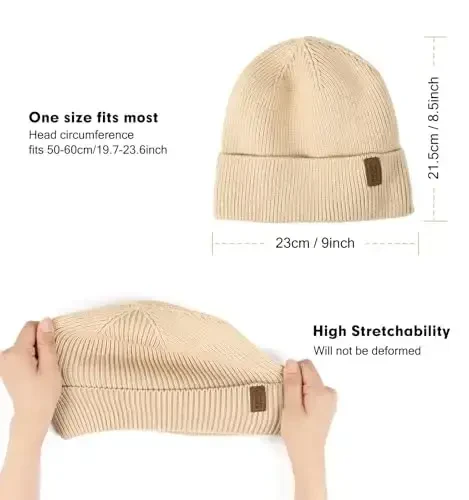 Wmcaps Winter Beanie for Men Women, Fleece Lined Beanie Soft Warm Knit Hat Ski Stocking Cuffed Cap - 3