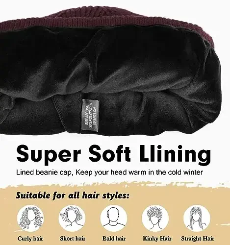 Wmcaps Winter Beanie for Men Women, Fleece Lined Beanie Soft Warm Knit Hat Ski Stocking Cuffed Cap - 2