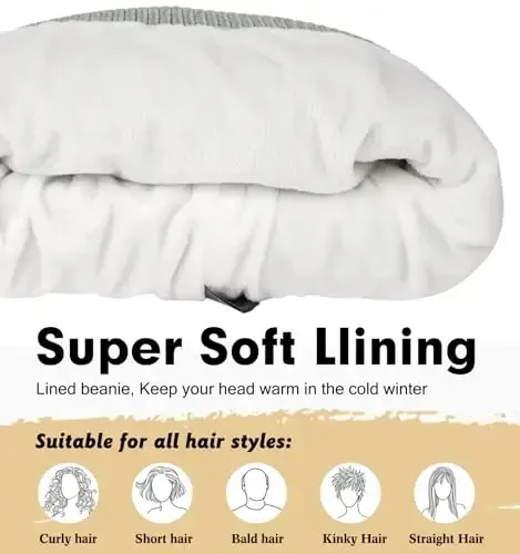 Wmcaps Winter Beanie for Men Women, Fleece Lined Beanie Soft Warm Knit Hat Ski Stocking Cuffed Cap - 3