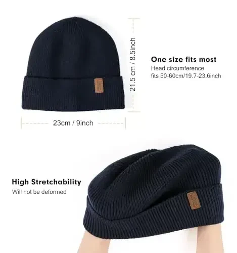 Wmcaps Winter Beanie for Men Women, Fleece Lined Beanie Soft Warm Knit Hat Ski Stocking Cuffed Cap - 3