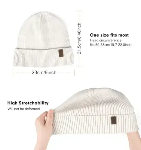 Wmcaps Winter Beanie for Men Women, Fleece Lined Beanie Soft Warm Knit Hat Ski Stocking Cuffed Cap - 5