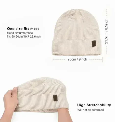 Wmcaps Winter Beanie for Men Women, Fleece Lined Beanie Soft Warm Knit Hat Ski Stocking Cuffed Cap - 3