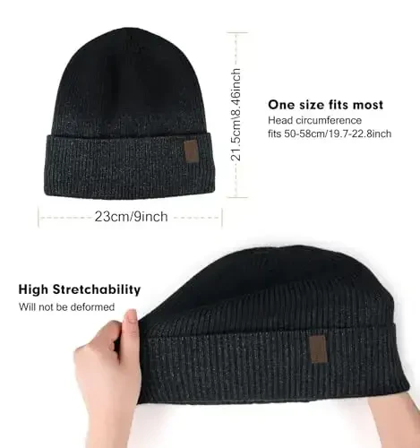 Wmcaps Winter Beanie for Men Women, Fleece Lined Beanie Soft Warm Knit Hat Ski Stocking Cuffed Cap - 3
