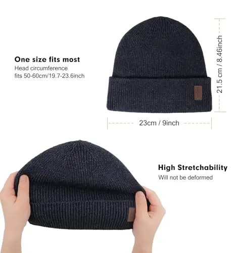 Wmcaps Winter Beanie for Men Women, Fleece Lined Beanie Soft Warm Knit Hat Ski Stocking Cuffed Cap - 2