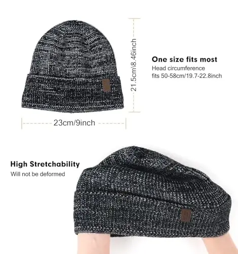 Wmcaps Winter Beanie for Men Women, Soft Warm Fleece Lined Knit Hat | Soft fleece lining, secure fit, ear coverage, windproof, idea for outdoor work,ski, dog walking, daily use, mens gifts - 3