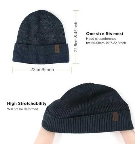 Wmcaps Winter Beanie for Men Women, Soft Warm Fleece Lined Knit Hat | Soft fleece lining, secure fit, ear coverage, windproof, idea for outdoor work,ski, dog walking, daily use, mens gifts - 3